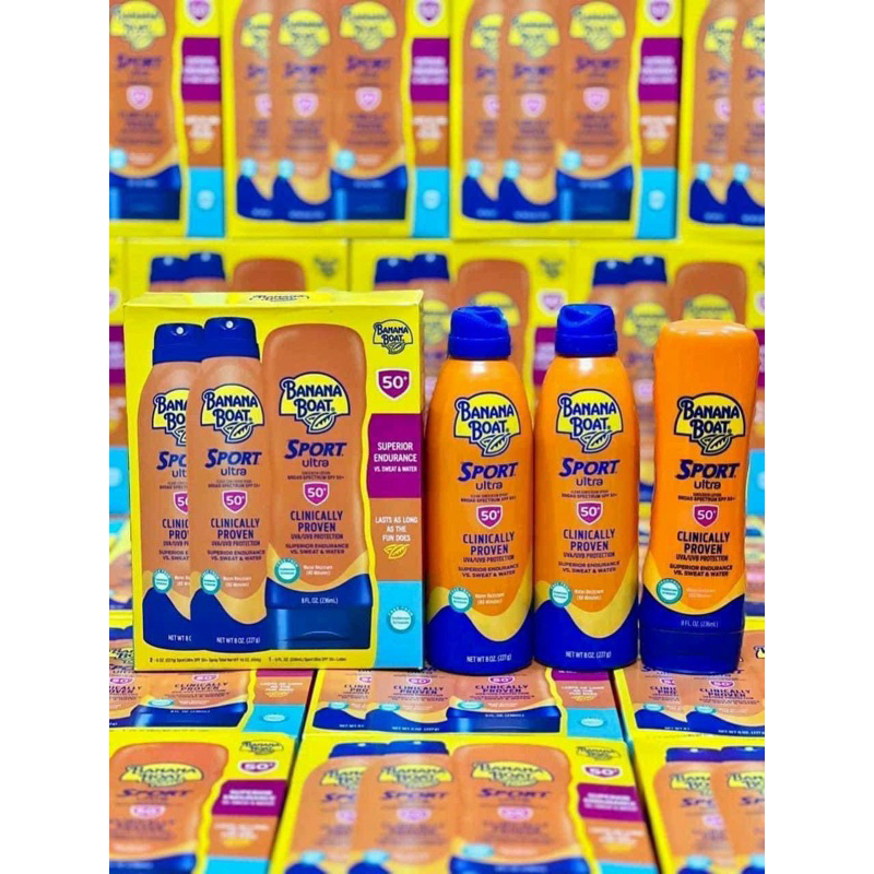 Set 3 chai Xịt chống nắng Banana Boat Sport Ultra 50+