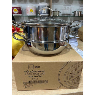 Nồi xửng hấp inox 3 lớp fivestar mini 20cm đáy từ