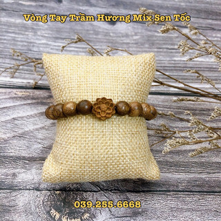 Vòng tay trầm hương mix sen tốc