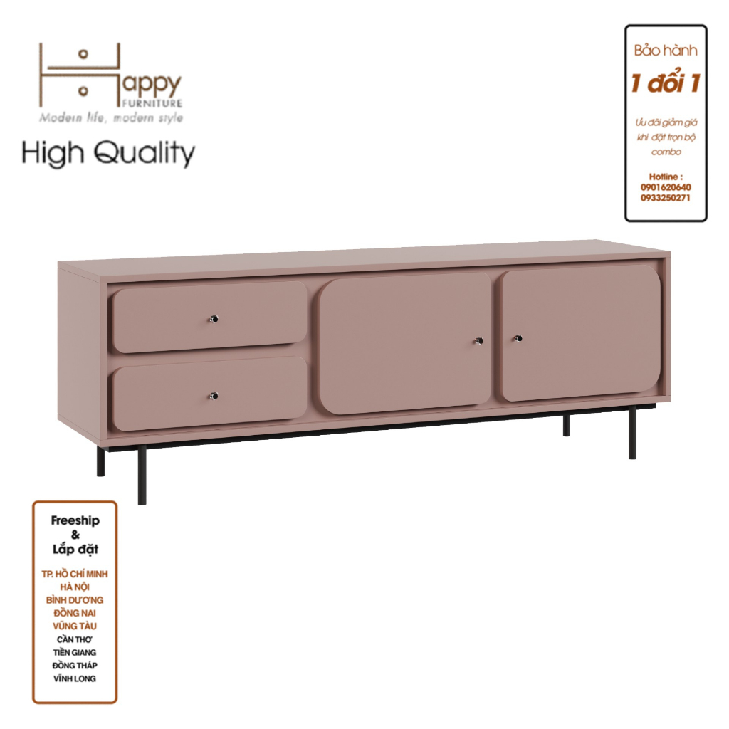 SWEETY , Tủ TV 2 cánh mở - 2 ngăn kéo - chân sắt , 160cm x 40cm x 56cm ( DxRxC), KTV_016