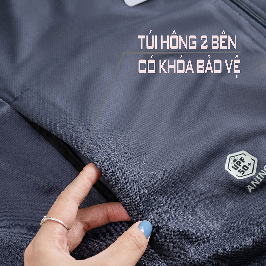 Áo chống nắng nam big size Vải Hạt Gạo Kim Cương Thông Hơi Túi Khóa Kéo Mũ Trùm Kín Mặt Chống Tia UV cho người 80-120kg