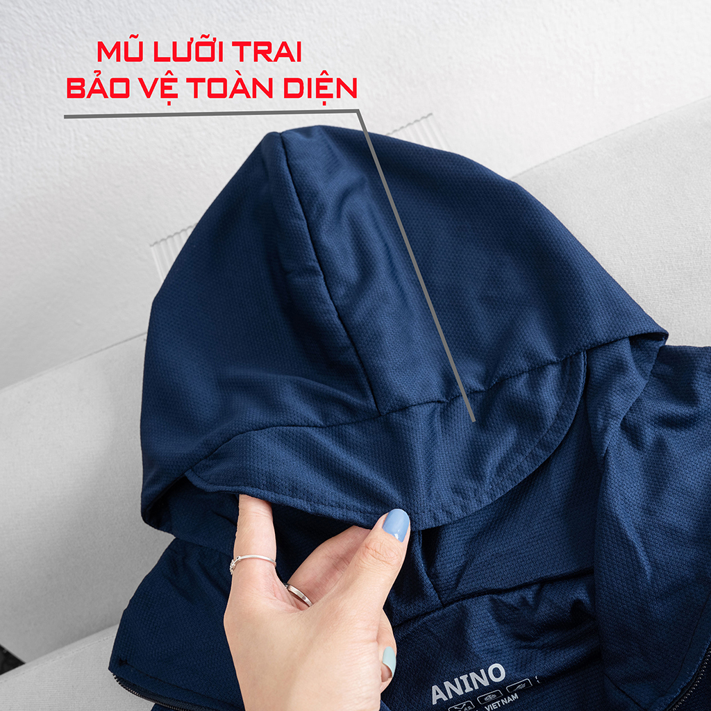 Áo chống nắng nam big size Vải Hạt Gạo Kim Cương Thông Hơi Túi Khóa Kéo Mũ Trùm Kín Mặt Chống Tia UV cho người 80-120kg