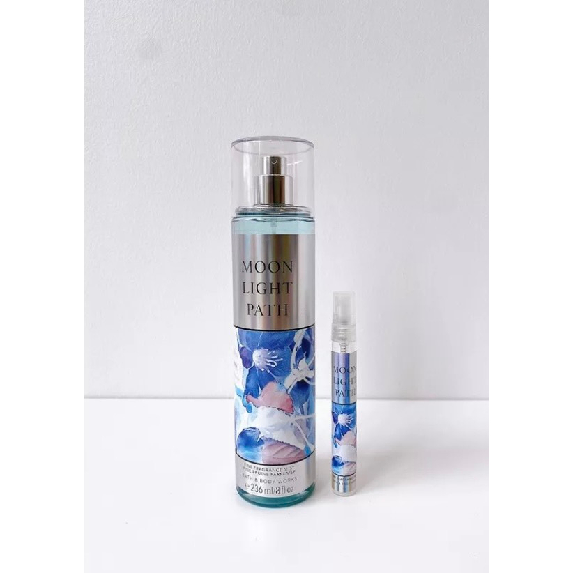 Xịt Thơm Body Mist Bath & Body Works Gingham, Moonlight Path Xanh Hương Tươi Mát 10ml - 36ml