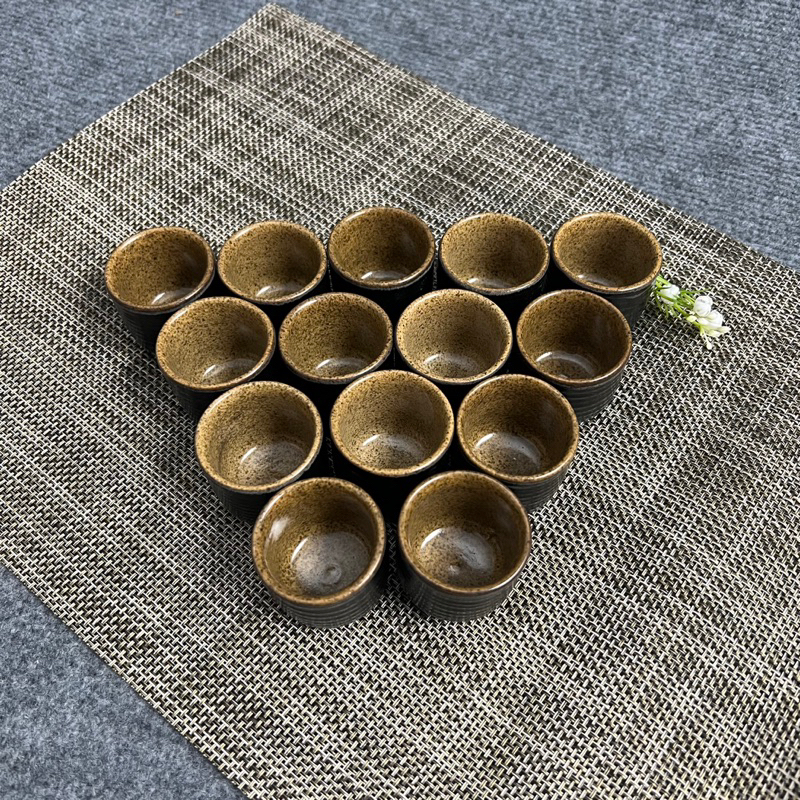 Chén rượu ly nước men nâu đen gốm sứ Bát Tràng