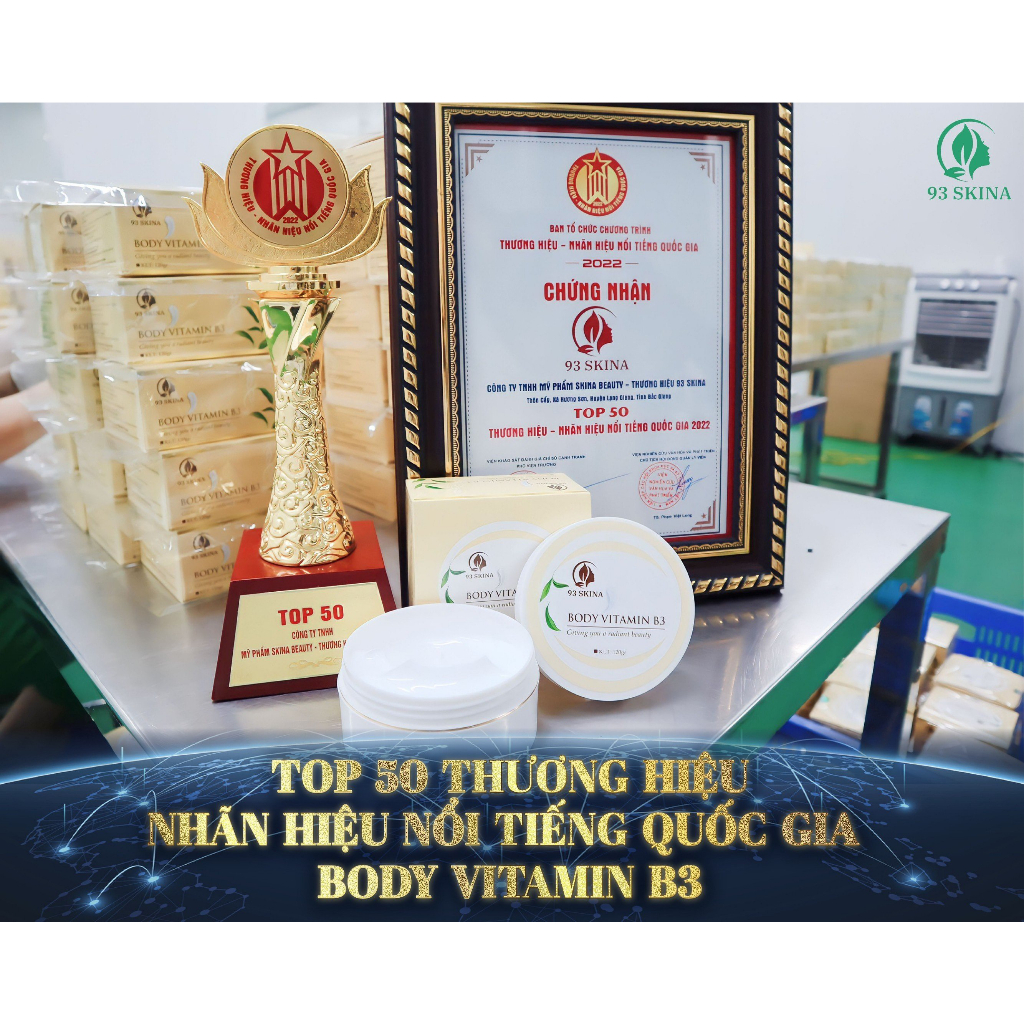 Kem Body phân tử nước vitamin B3 trắng da hàn quốc chính hãng dưỡng da toàn thân trắng sáng sau 7 ngày 93SKINA