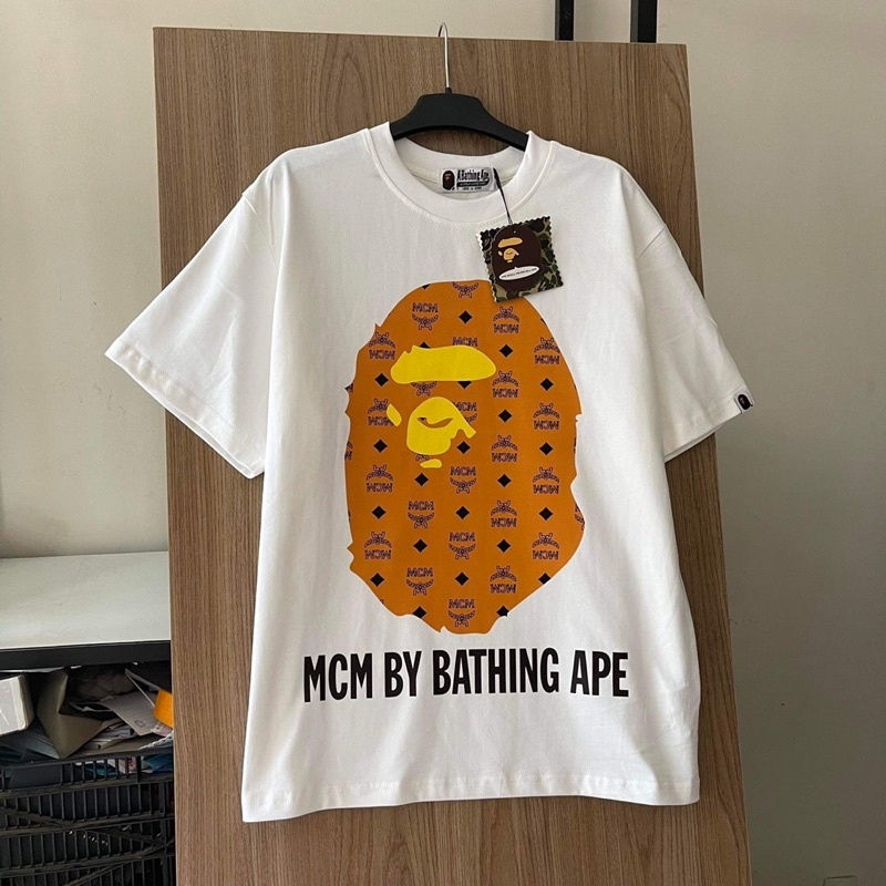 Áo Thun Bape MCM - Áo thun tay lỡ unisex nam nữ form rộng oversize chất liệu Cotton co dãn 4 chiều