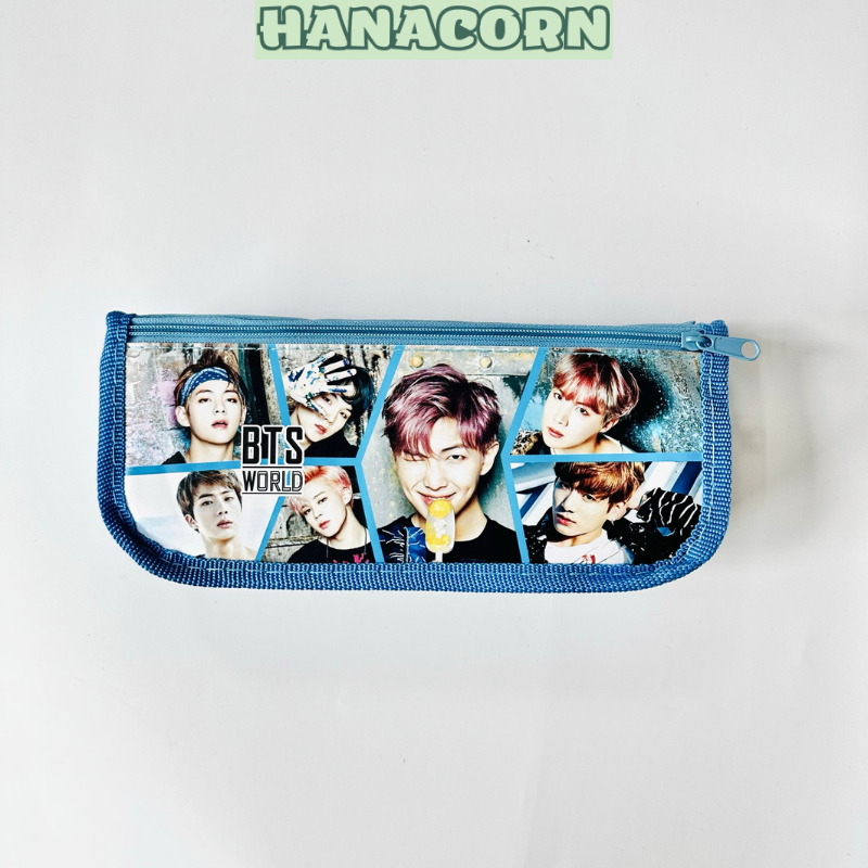 Túi bút vải 2 ngăn, bóp viết hình BTS siêu đẹp, dễ thương  HANACORN – dùng cho học sinh, làm quà tặng – 7224