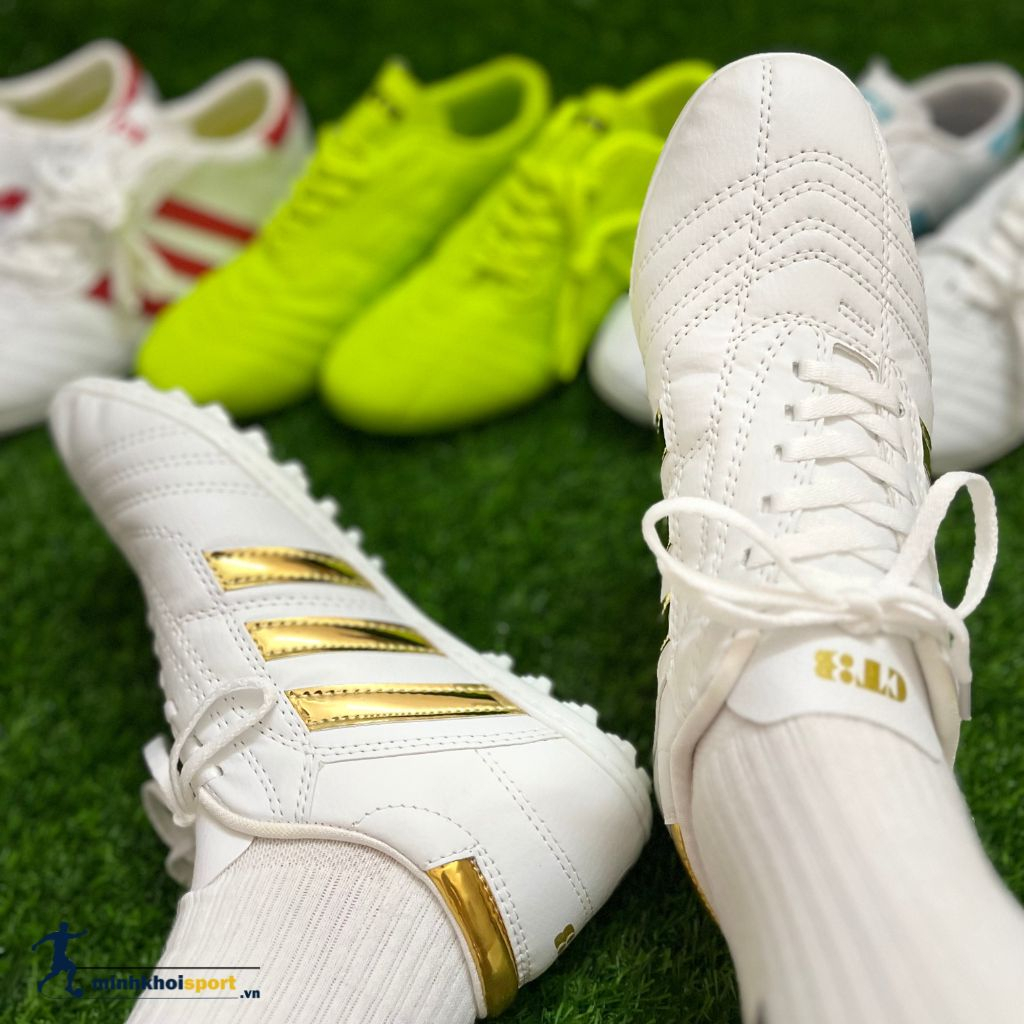 Giày Đá Bóng CT3 đã khâu đế full 100%, Giày 3 Sọc Ct3 Cam kết chính hãng chuẩn Cường Trắng