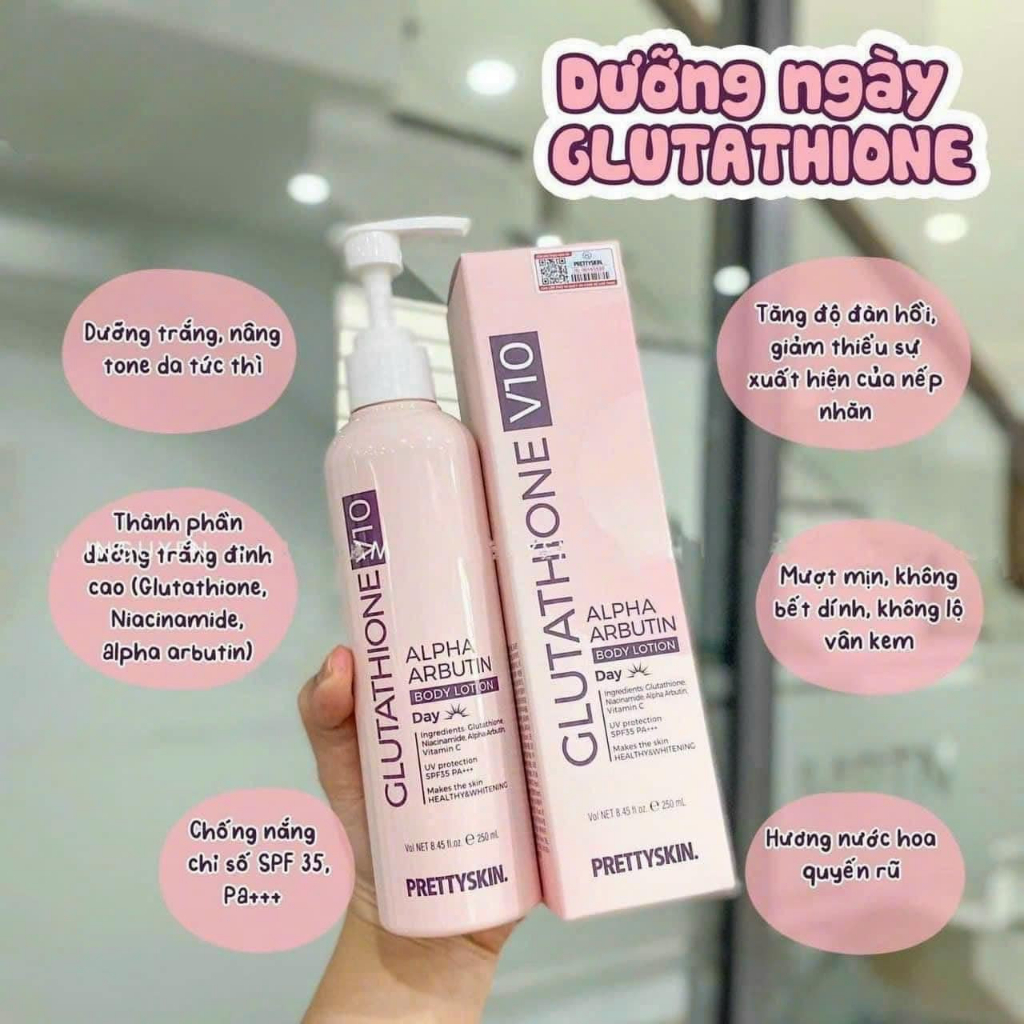 Kem dưỡng body PrettySkin ⚡ GIÁ TỐT ⚡ Kem dưỡng trắng body ban ngày và ban đêm - chống nắng và nâng tone hiệu quả