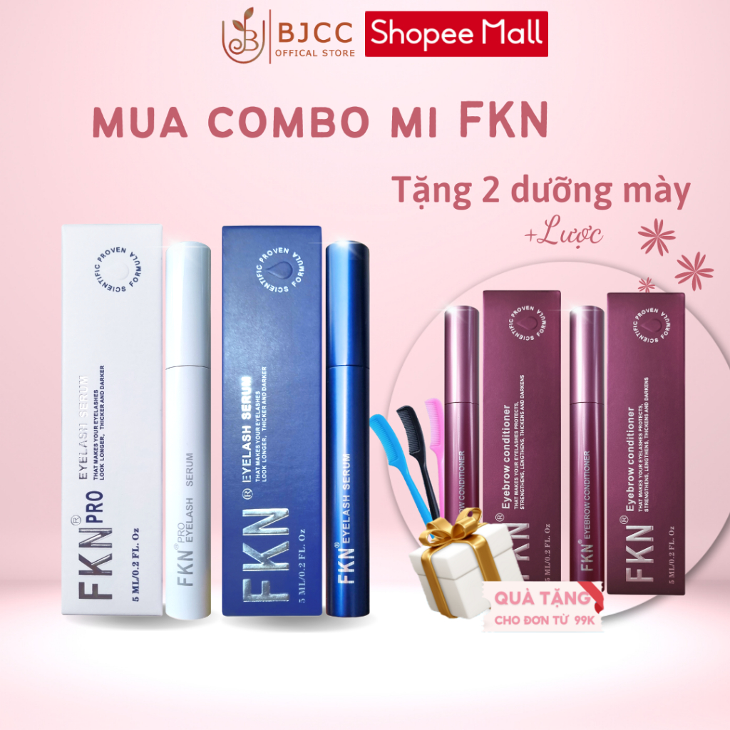 Combo dưỡng mi FKN dưỡng dài mi nhanh chóng chiết xuất từ thiên nhiên - tặng 2 dưỡng chân mày FKN