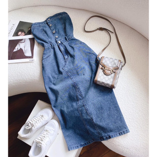 ĐẦM MIDI JEANS ỐNG CÚP