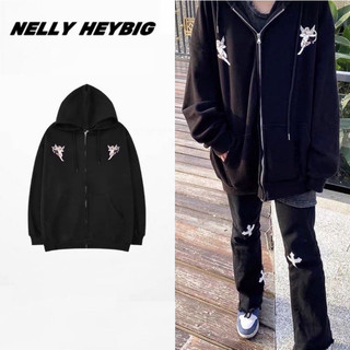 Áo khoác 0007 Hoodie zip nelly heybig chất nỉ bông form rộng dành cho nam và nữ art flop