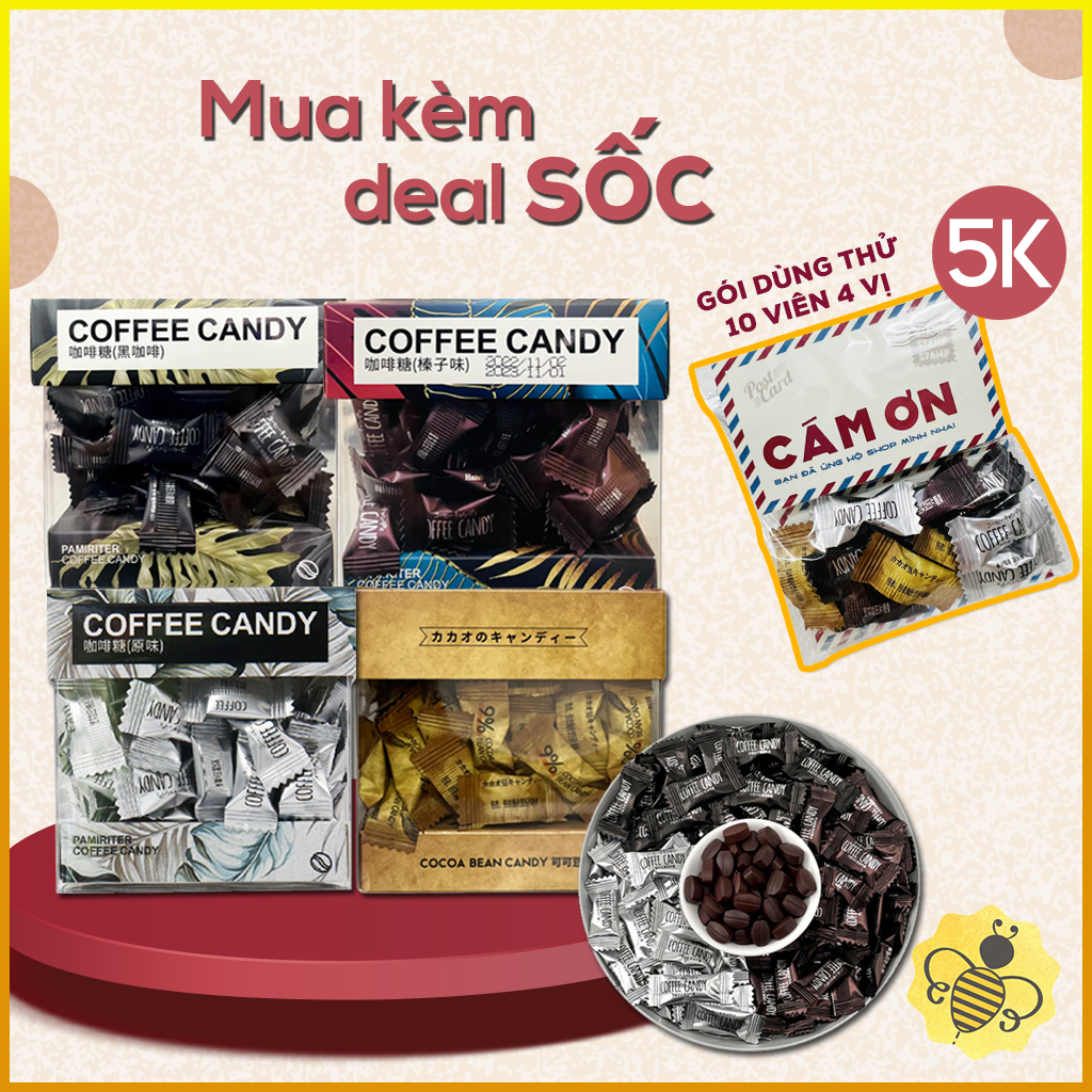 Kẹo Cà Phê Coffee Candy Pamiriter 70g Đài Loan - Giúp Tỉnh Táo, Tinh Thần Sảng Khoái, Món Ăn Vặt Mỗi Ngày