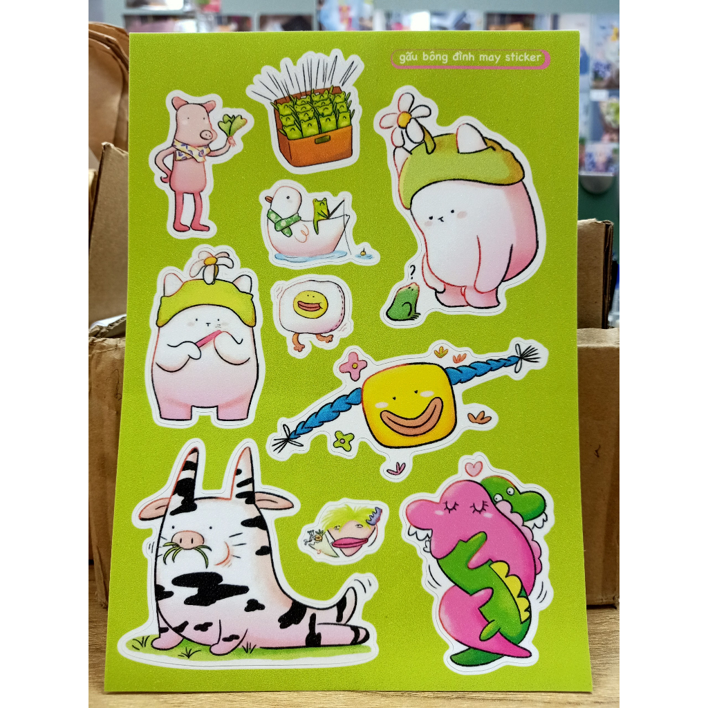 Sticker dễ thương 15x21cm - gấu bông đình may