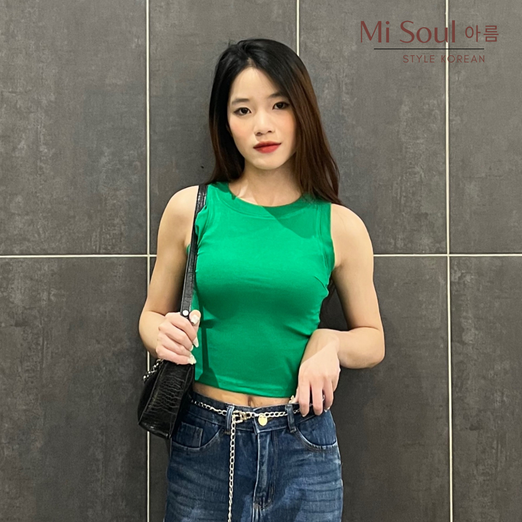 Áo Ba Lỗ Croptop Nữ Dáng Ôm Body Misoul,Áo Croptop Nữ Ba Lỗ Chất Cotton Bozip Thoáng Mát FreeSize 187