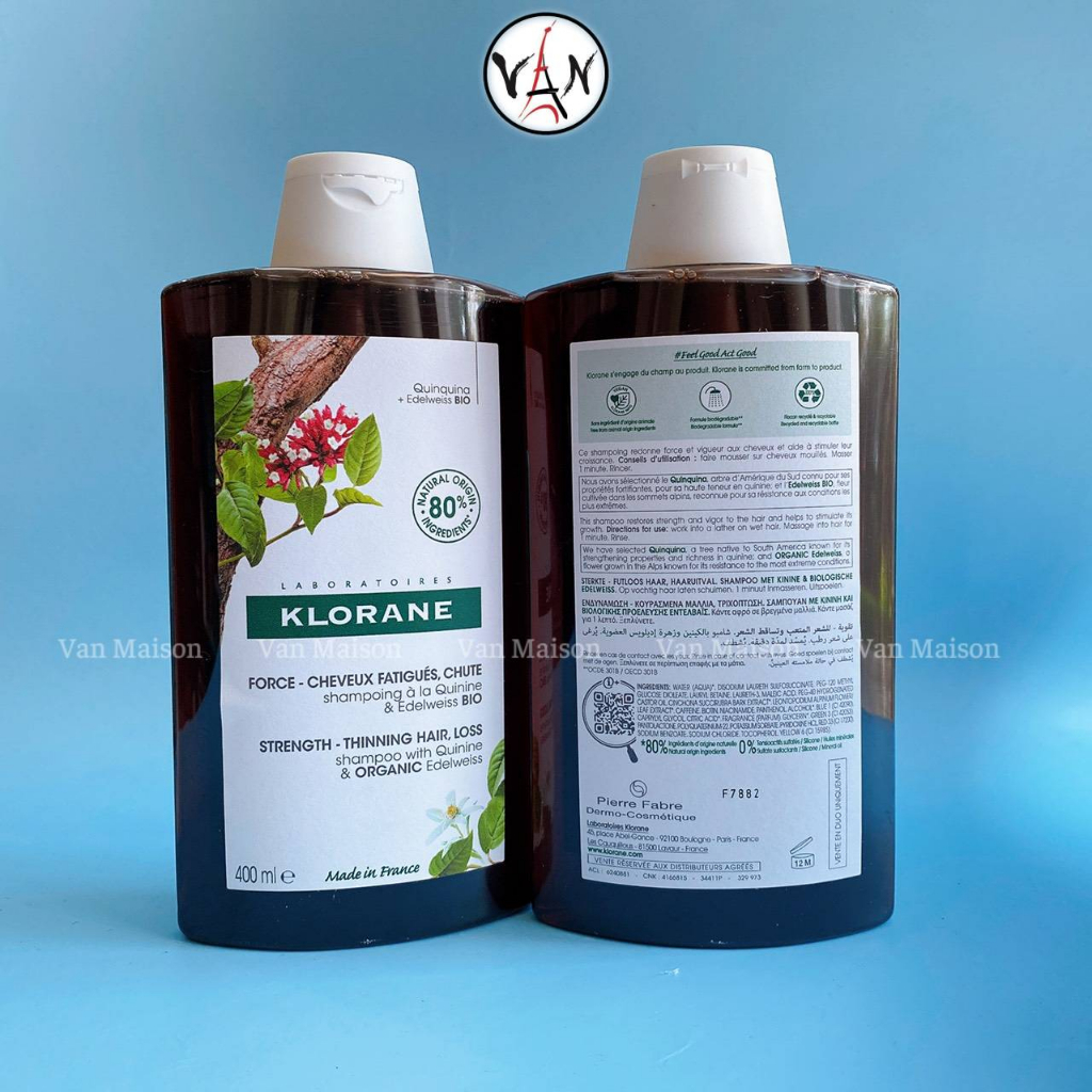 Dầu gội và dầu xả Klorane chống rụng tóc giúp tóc mọc nhanh dài mượt 400ml - Mẫu mới nhất 2022