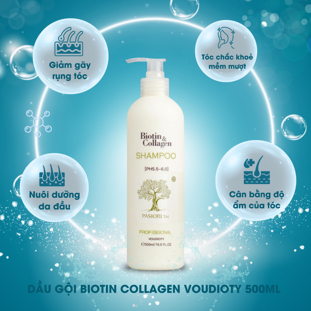 Dầu gội biotin  Voudioty ngăn rụng tóc cho nam nữ dầu gội biotin collagen phục hồi siêu mượt 500ml, Mỹ phẩm tóc yến nhi