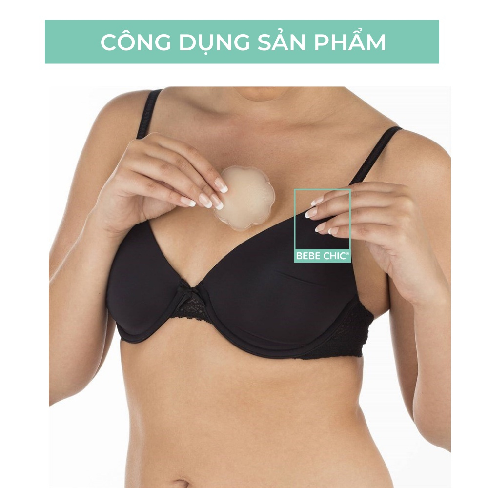Cặp Dán Ti Silicone BEBECHIC Siêu Mỏng ,Siêu Bám Dính Hình Tròn, Dán Ngực Hình Hoa Siêu Chắc