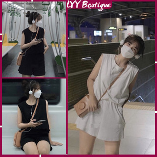 Set áo tanktop bra liền kèm quần short dáng trơn chất cotton nhiều màu hot hit LYY BOUTIQUE