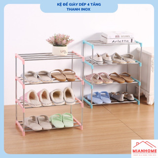  Kệ để giày dép 4 tầng - giá đựng giày dép đa năng lắp ghép thanh inox tiện lợi 