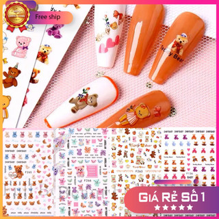 Sticker nail dán móng hình gấu nhiều mã