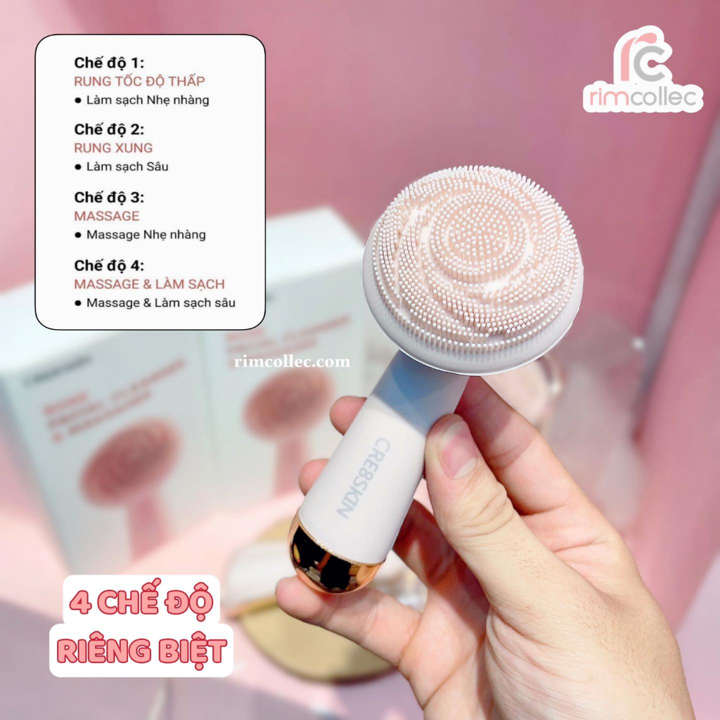 Máy rửa mặt Cre8skin 4 cấp độ làm sạch sâu