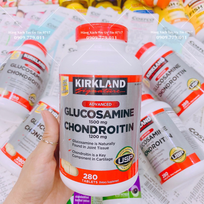 Hộp 280 viên Glucosamine Chondroitin sụn cá bổ trơn sụn khớp giảm đau Kirkland chuẩn Mỹ