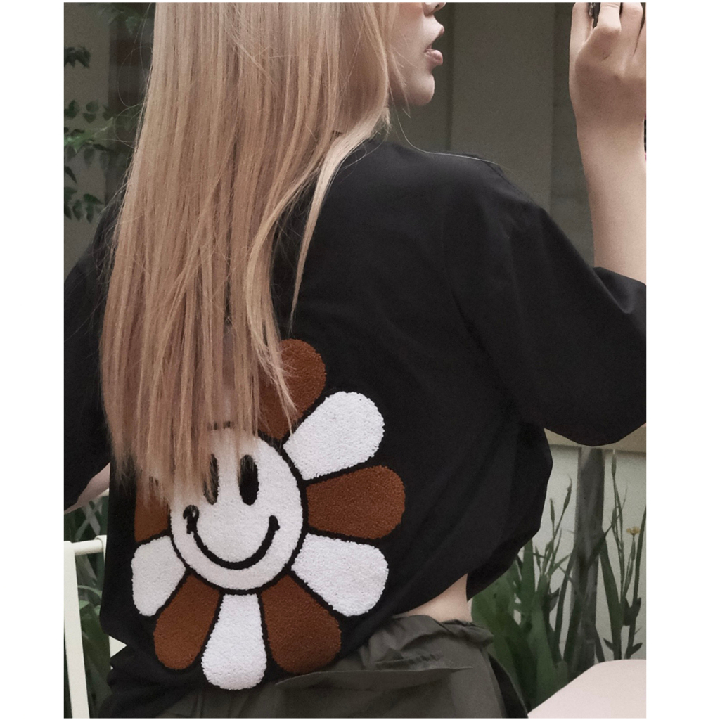 REU Áo Thun REUNION R'FLOWER Thêu Xù Cao Cấp