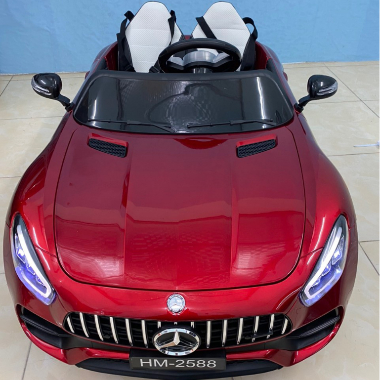 Ô tô điện MERCEDES 2588 ghế nệm da 2 chỗ bánh cao su sơn tĩnh điện (Đỏ-Vàng-Trắng)