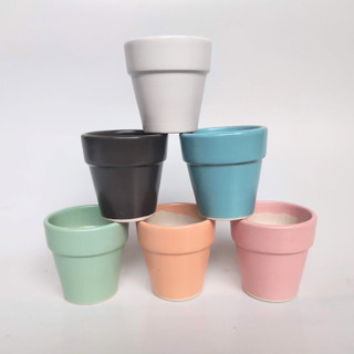 Chậu sứ men mát 8x8cm trồng sen đá xương rồng màu trắng | Xuất xứ Bát Tràng, siêu mịn, sang trọng.