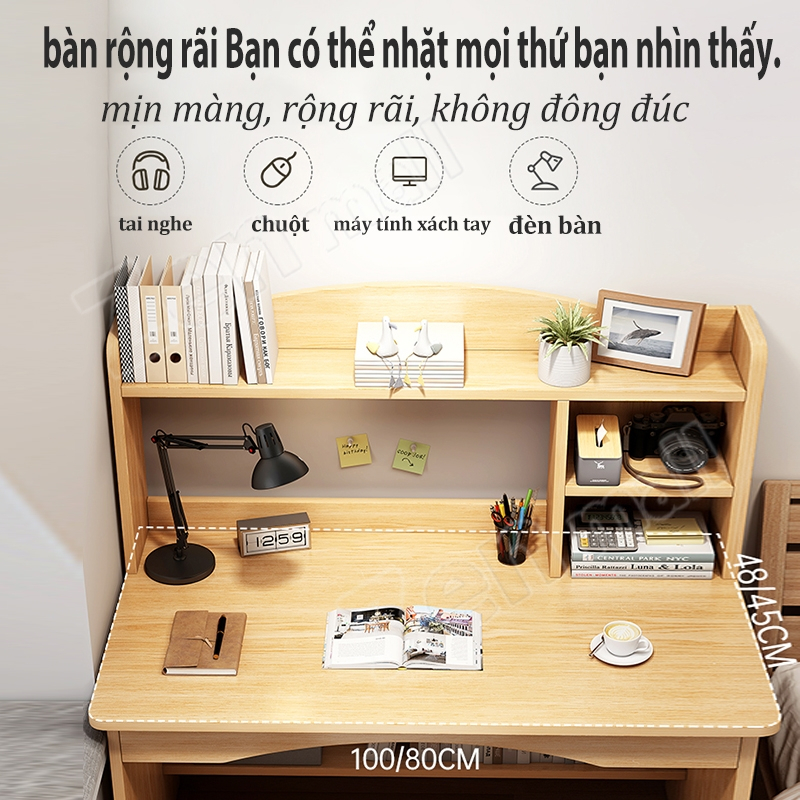 ZEN bàn gỗ văn phòng bàn vi tính bàn vi tính 2 tầng  bàn vi tính có hộc tủ bên dưới có cả giá sách lắp dễ dàng