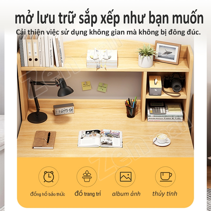ZEN bàn gỗ văn phòng bàn vi tính bàn vi tính 2 tầng  bàn vi tính có hộc tủ bên dưới có cả giá sách lắp dễ dàng