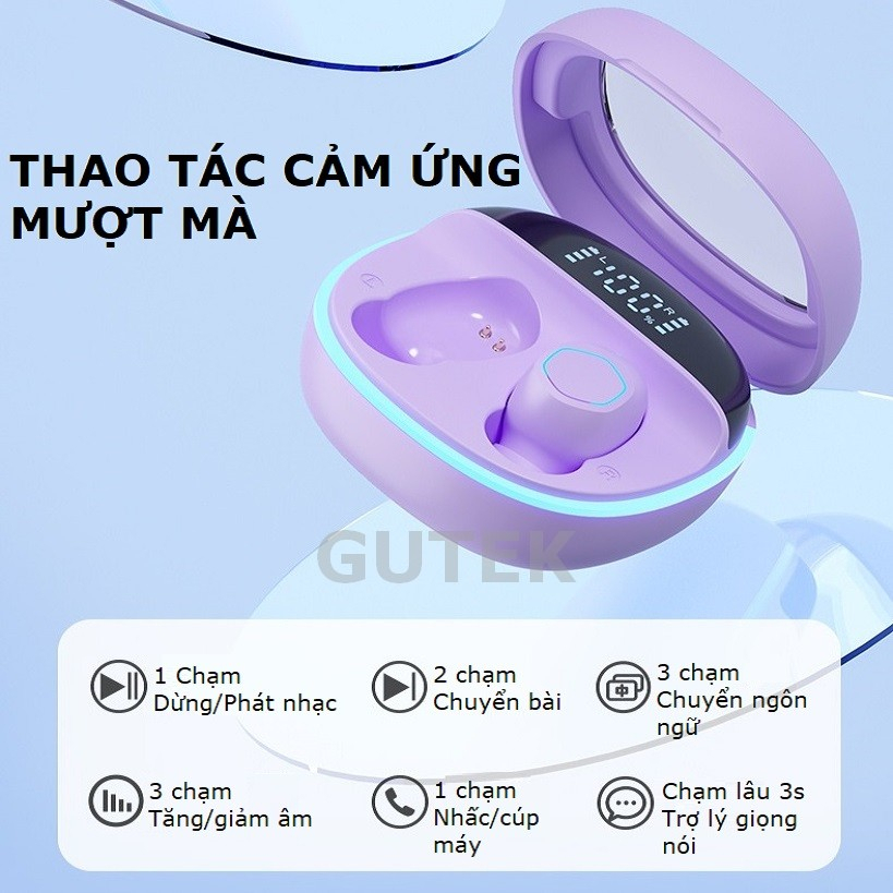 Tai nghe bluetooth nhét tai không dây Gutek M41 bản 5.3 bass trầm ấm tích hợp micro