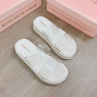 Déo quai ngang nữ 3TDEP, dép 2 quai trong độn đế 4cm sang trọng lịch sự