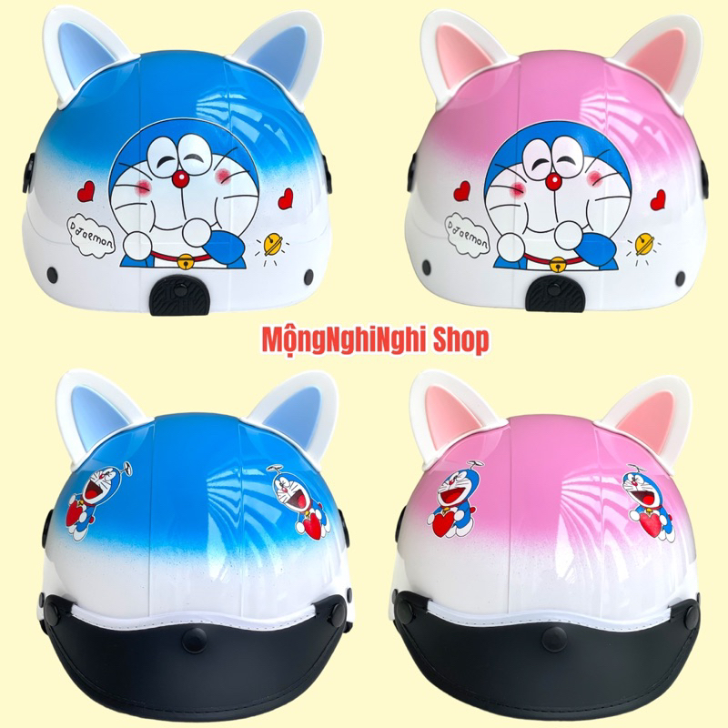 Mũ Bảo Hiểm Cao Cấp Doreamonn - Tặng Kèm Tai Mèo bảo hành 12 tháng