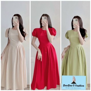 Đầm dáng xoè tay bồng ngọt ngào nhiều màu