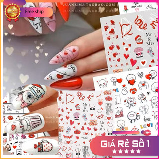 Sticker nail dán móng - nhiều hoạ tiết trái tim