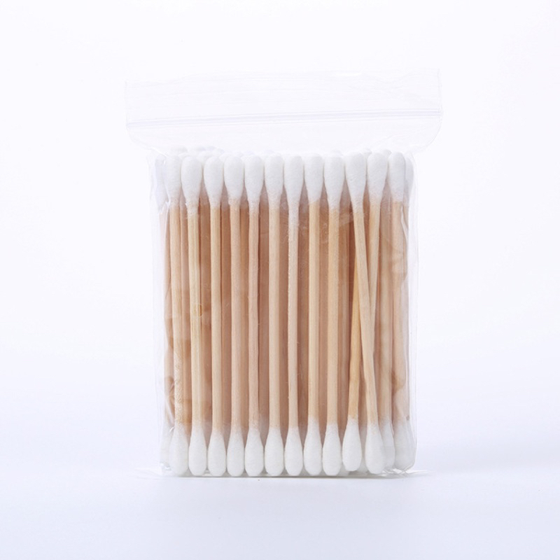 Gói 80 Tăm Bông Ngoáy Tai Thân Gỗ 2 Đầu Đa Năng