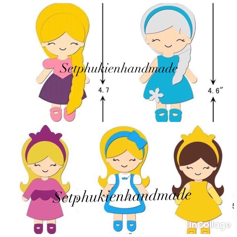 Set nguyên liệu làm handmade Bộ 5 búp bê tóc dài , làm đồ chơi nhập vai hoặc set quà tặng sinh nhật bé iu