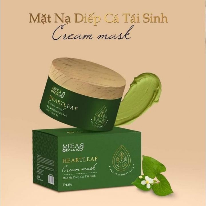 Mặt Nạ Diếp Cá MEEA ORGANIC, làm mờ vết thâm và dưỡng trắng da, giảm mụn (tặng kèm cọ đắp)