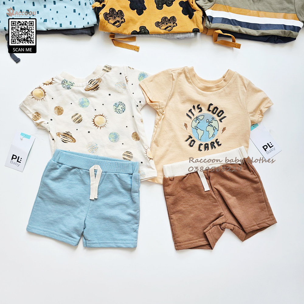 Bộ quần áo bé trai tay ngắn quần đùi bé đi học xuất dư PL BABY