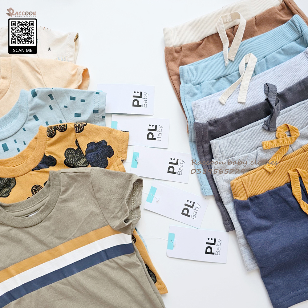 Bộ quần áo bé trai tay ngắn quần đùi bé đi học xuất dư PL BABY