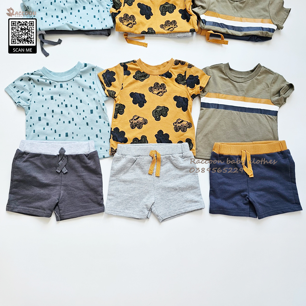 Bộ quần áo bé trai tay ngắn quần đùi bé đi học xuất dư PL BABY