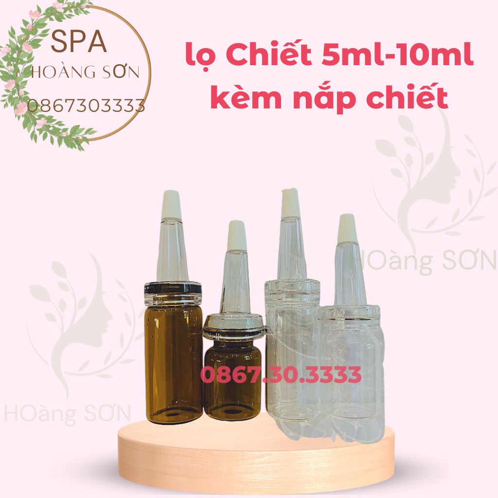 (Combo) 10 chai chiết thủy tinh tế bào gốc chai kèm nắp chiết