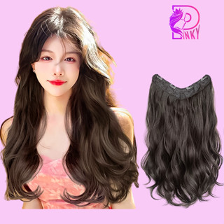 Tóc giả kẹp nửa đầu PINKY dải chữ U xoăn sóng cá tính 45cm phong cách Hàn Quốc