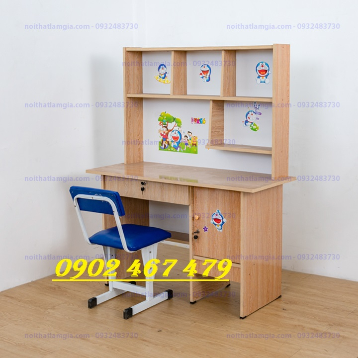 Bàn học sinh liền kệ sách tiểu học -cấp 2- cấp 3 tiện dụng size 1m*1m45*45