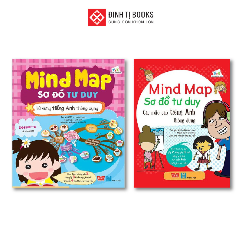 Sách - Mind Map - Sơ đồ tư duy giúp trẻ học tiếng Anh - Từ vựng và các mẫu câu thông dụng - Đinh Tị Books