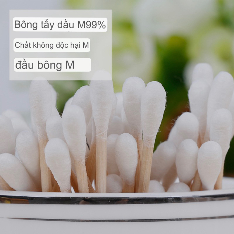 Gói 80 Tăm Bông Ngoáy Tai Thân Gỗ 2 Đầu Đa Năng