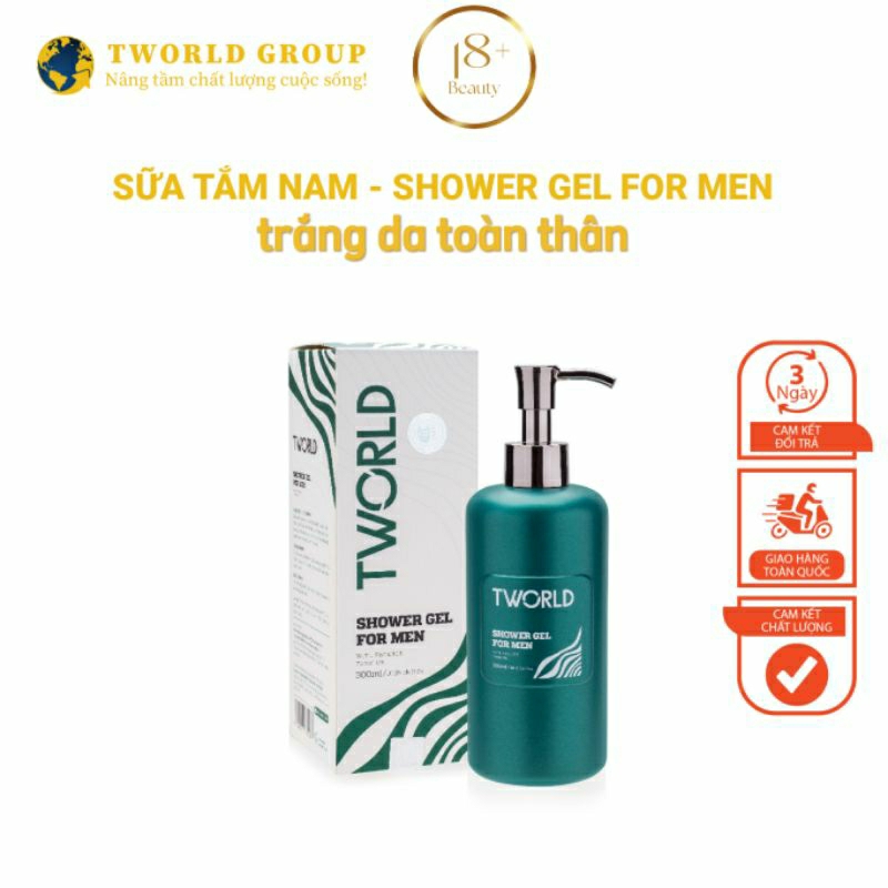 Sữa tắm nam Tworld men trắng da chống nắng sạch mụn mềm da cấp ẩm trắng sáng sữa tắm hương nước hoa nam tworld Extract ]