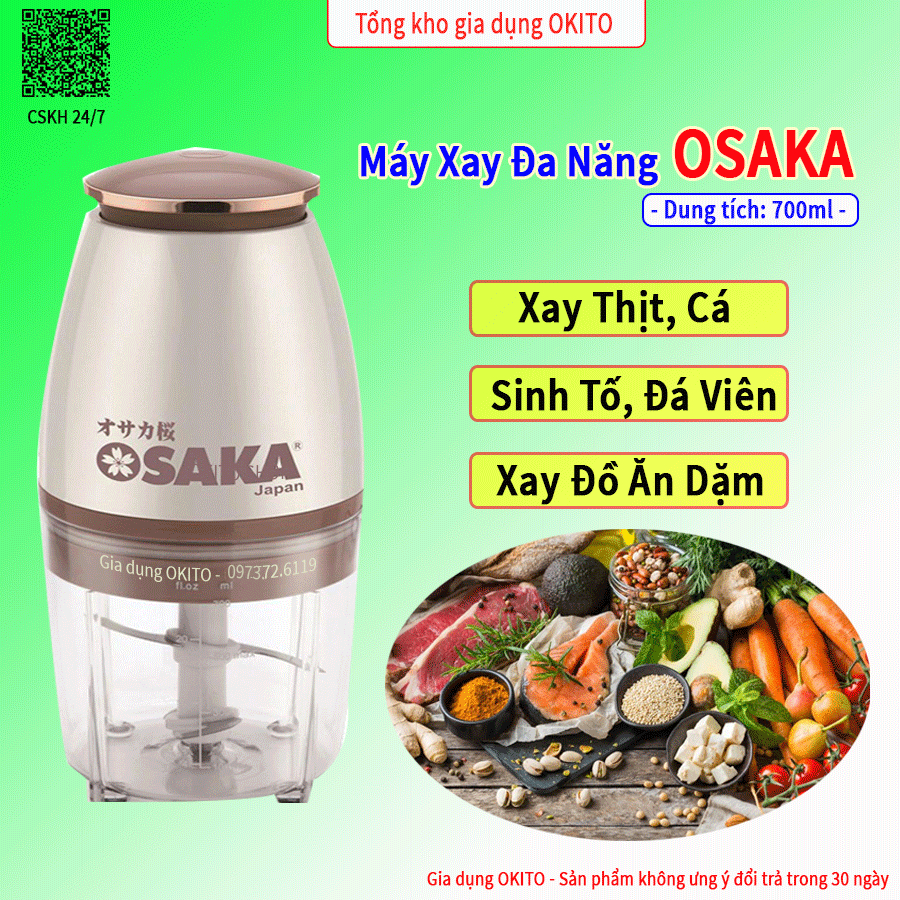 Máy Xay Osaka, Bền Bỉ, Mạnh Mẽ Là Trợ Thủ Số 1 Của Bạn Trong Nhà Bếp, Dung Tích 700ml